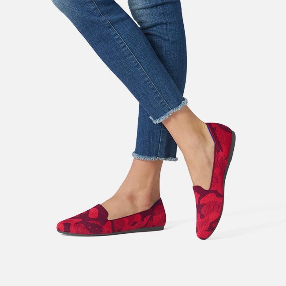 Rothy's The Flat Retired Red Camo Taupe Bottom Round Toe Ballet Flats Size 8